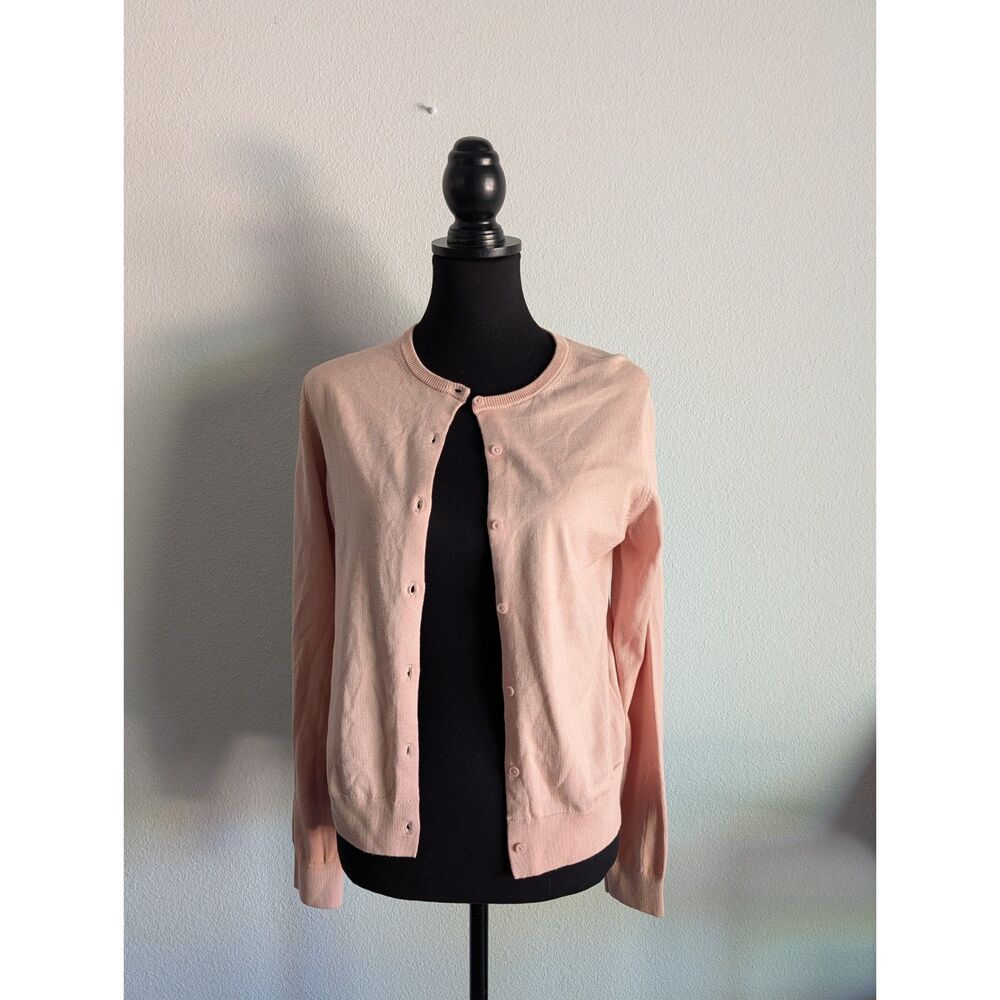 UNIQLO Peach Pink Cotton Modal Crew Neck Cardigan Women's Medium
